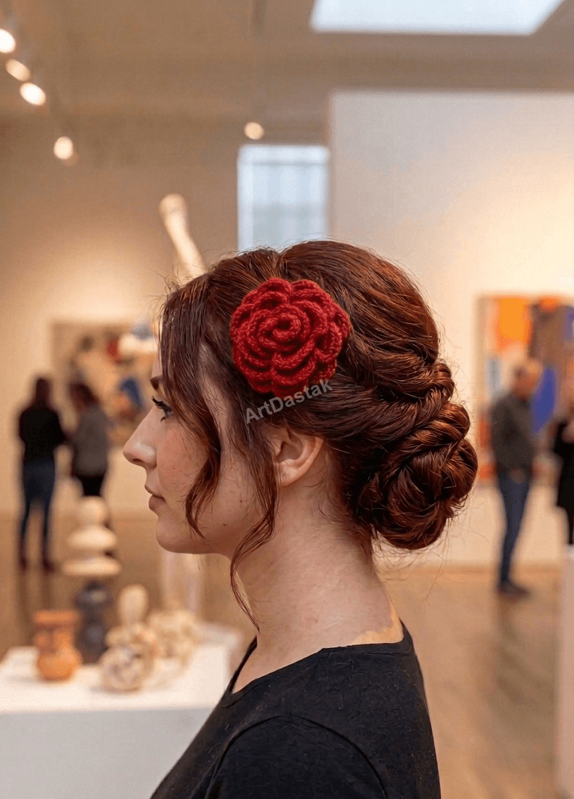 Crochet Rose Hair Pin
