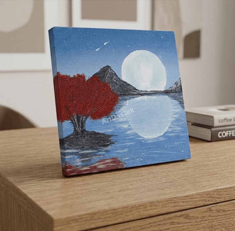 Moon & Mountains Mini Canvas Painting